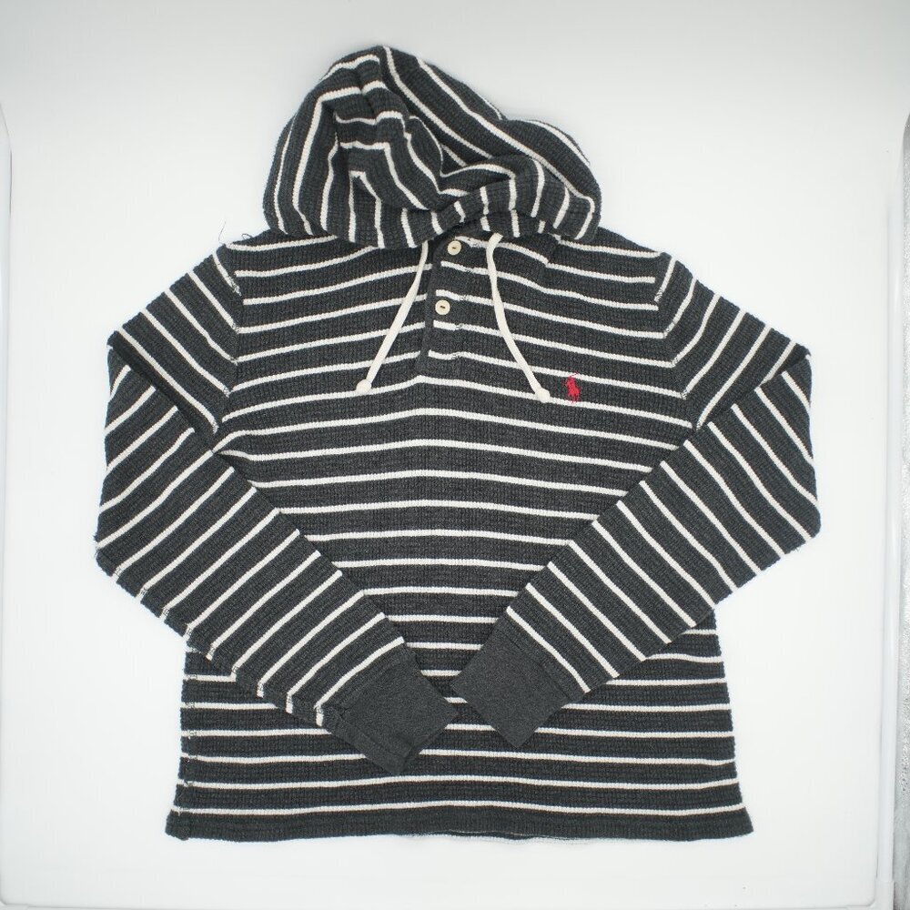 POLO RALPH LAUREN STRIPED HALF BUTTON LIGHTWEIGHT HOODIE